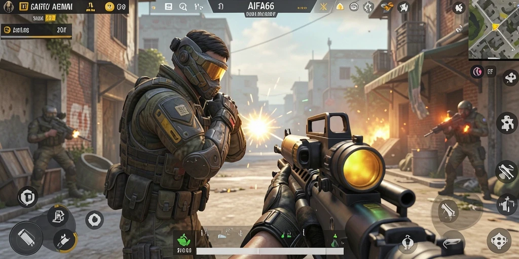 Gameplay AIFA66 yang mendebarkan, menembak dengan intens.