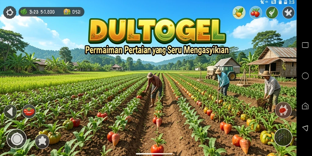 Tampilan dari game DULTOGEL yang menampilkan ladang yang rimbun dan penuh warna.