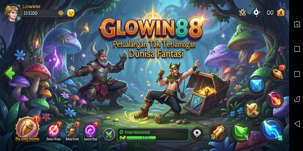 Screenshot gameplay GLOWIN88 menampilkan petualangan seru di dunia fantasi.